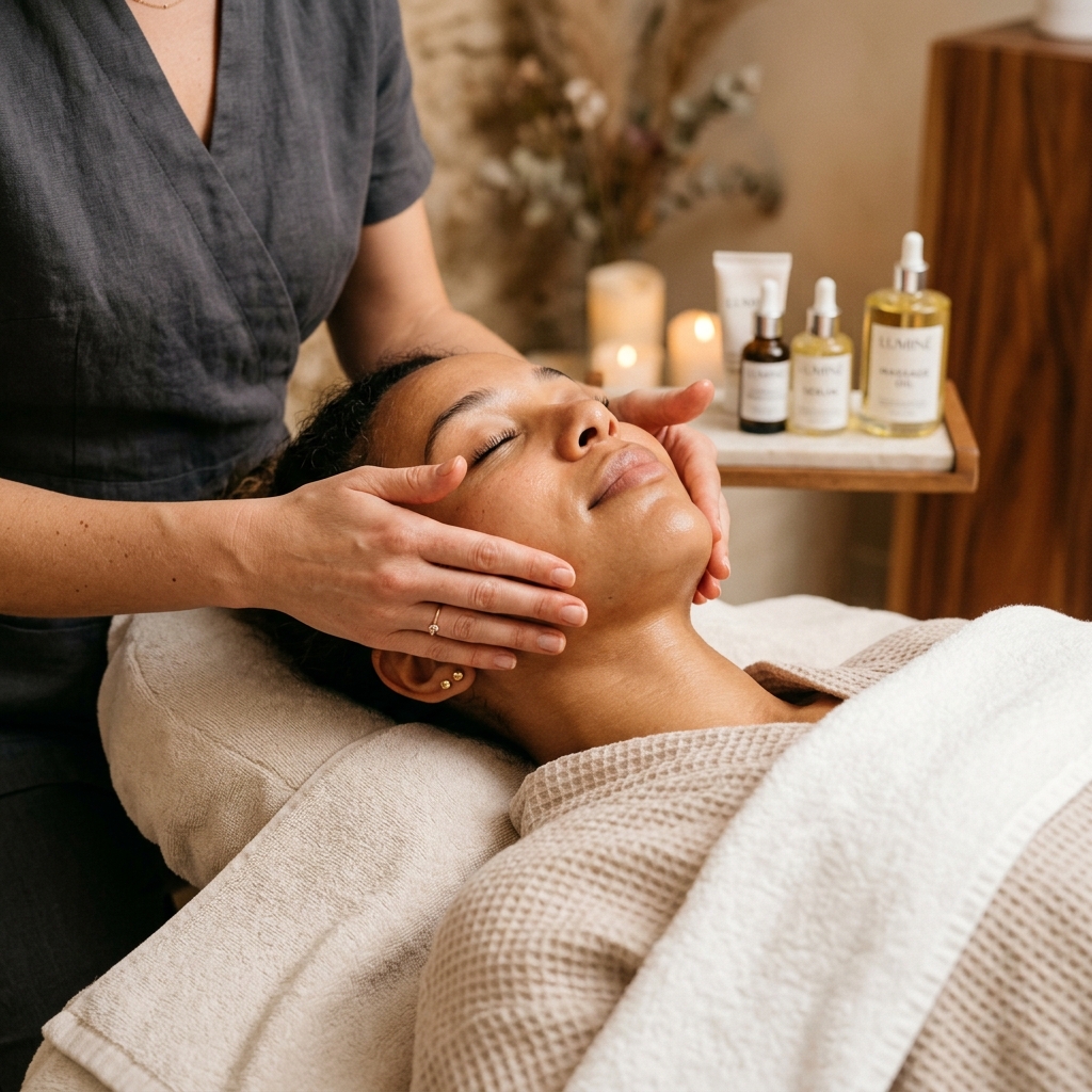 Close-up of therapeutic facial skin massage